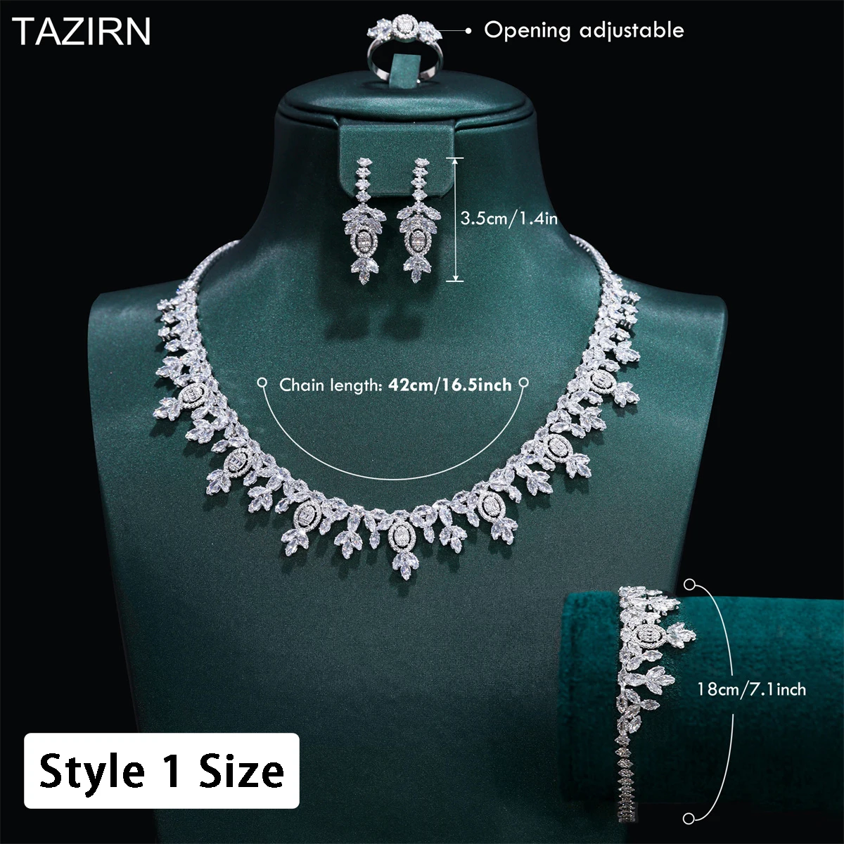 TAZIRN Dubai Nigeria Africa 2/4PCS Cubic Zirconia Jewelry Sets For Women Bridal Wedding Party Luxury CZ Crystal Jewelry Set Gift