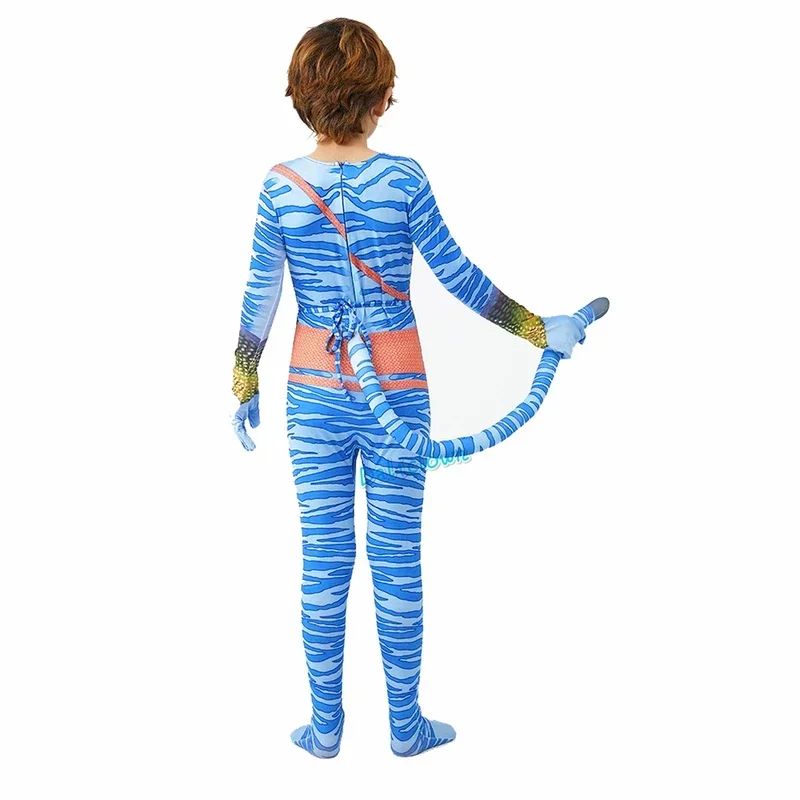 Halloween For Kids Girls Boy Avatar The Way Of Water Tail Bodysuit Cosplay Alien Costume Birthday Party Cloth MN3