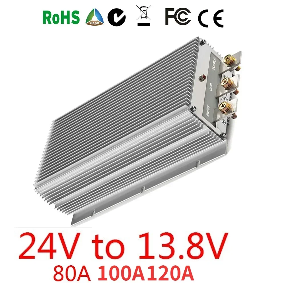 DC 24V to DC 13.8V 24V to 13.8V 80A 100A 120A Step Down DC-DC Converter Buck 18-36V Car Power Supply Car Boat Regulator RoHS