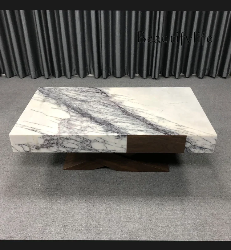 

Natural marble coffee table TV cabinet can be combined with extremely simple modern furniture light luxury stone tea table