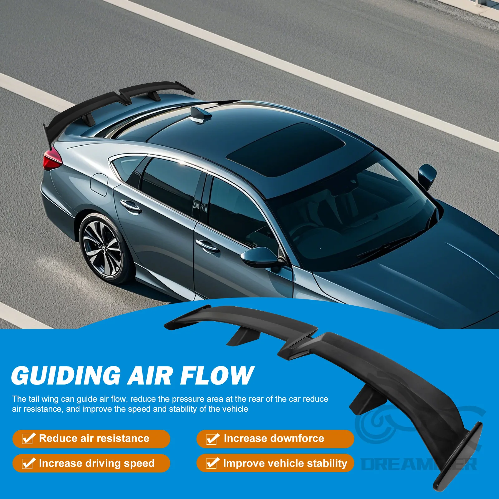 Universal Car-Styling Carbon Fiber Rear Trunk Spoiler GT Wing Sedan Spoiler PRO Style W/ Adhesive ABS Racing Spoiler Wing