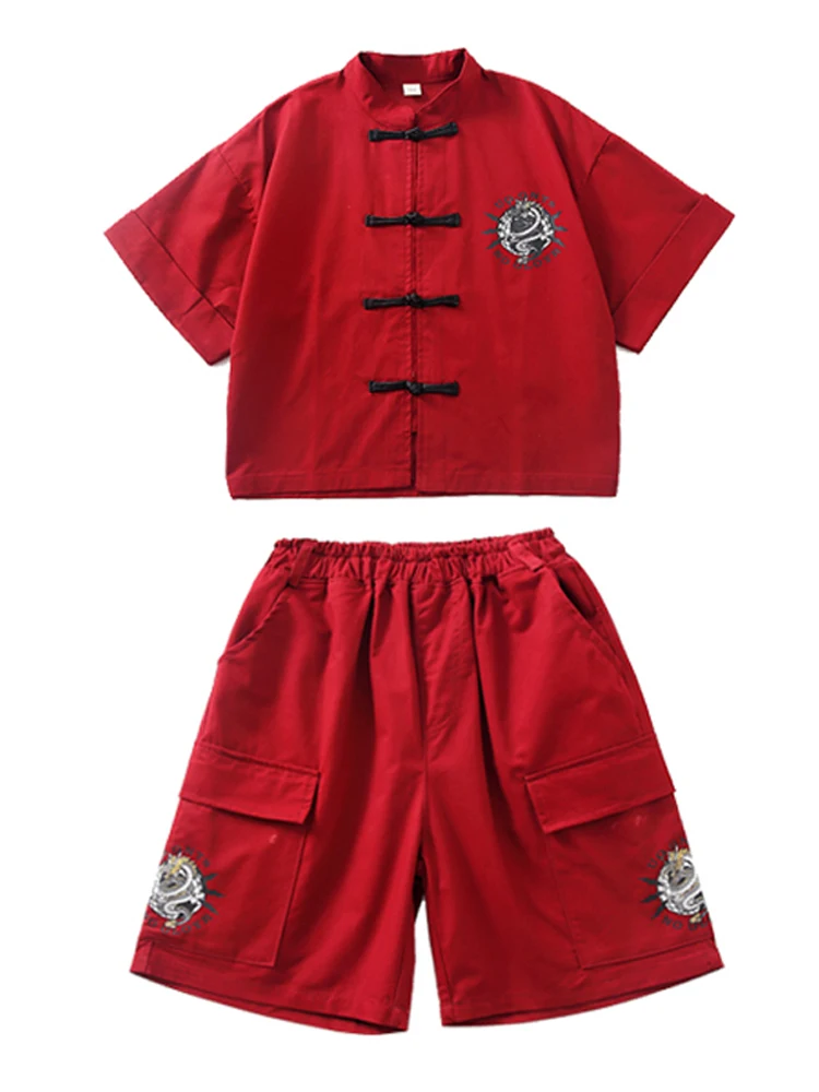 Costume da ballo Hip Hop in stile cinese ragazzi ragazze Street Dance Jazz Performance Clothes vestito rosso abbigliamento da palcoscenico per bambini BL10328