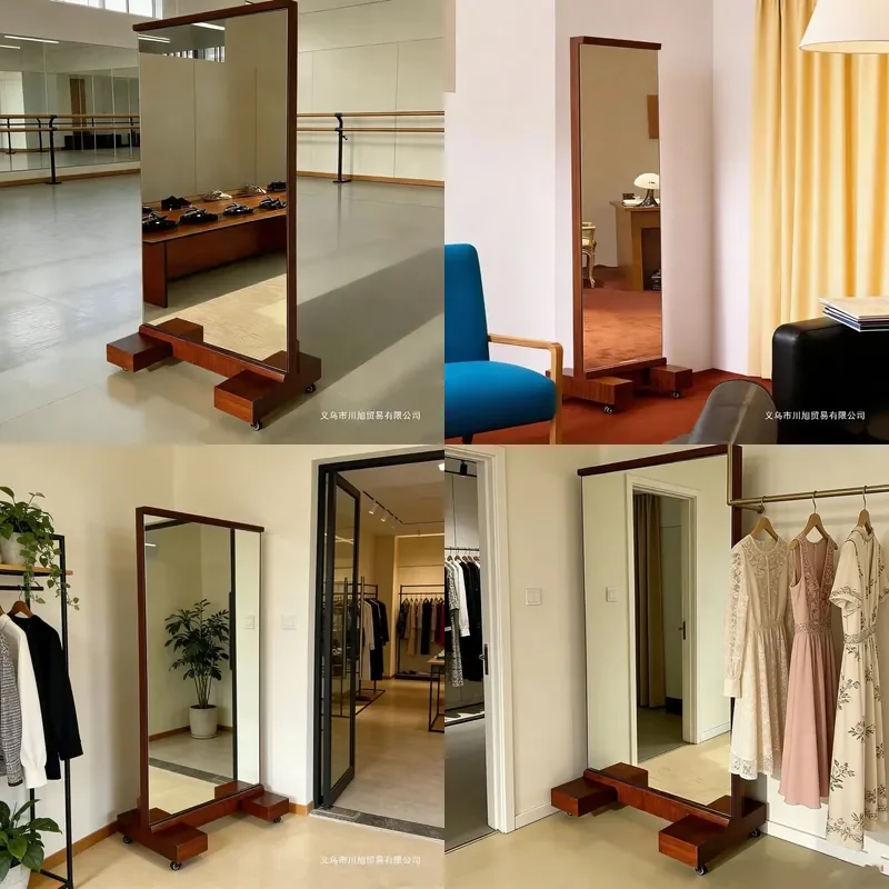 For Solid Wood Full Body Mirror Simple Floor to Ceiling Ultra White Large Vertical Household Clothing Store Fitting Room