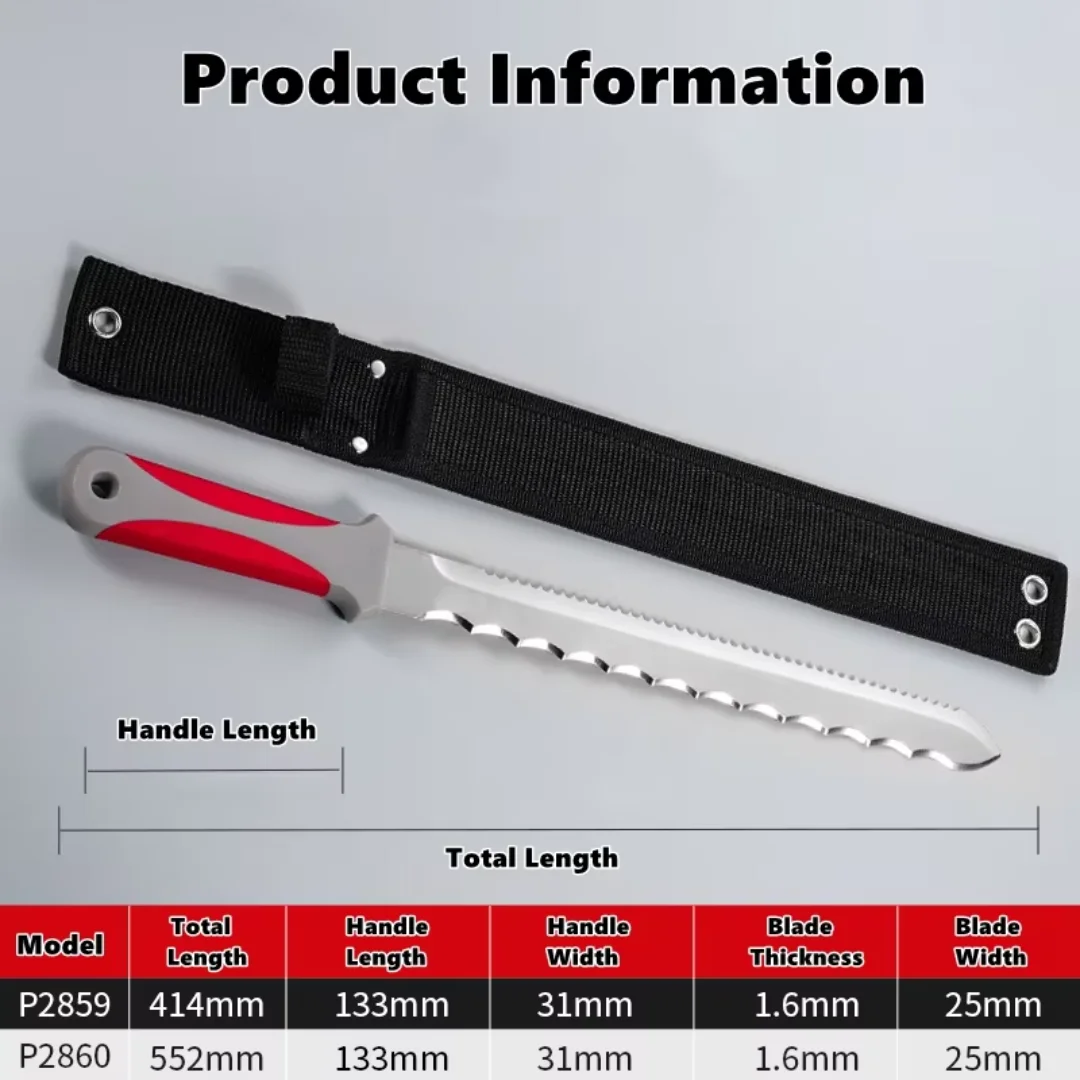 Insulated Knife Foam Cutting Knife,Double Serrated Stainless Steel Knife Insulation Knife with Nylon Sheath Insulation Cutter