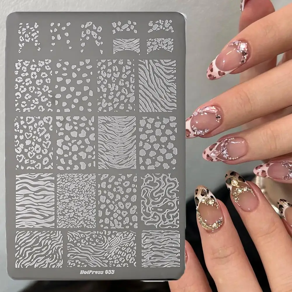 1Pcs Sexy Leopard Print Nail Stamping Plate Animal Skin Texture Nails Template 14.5x9.5cm Stainless Steel Manicure Print Stencil
