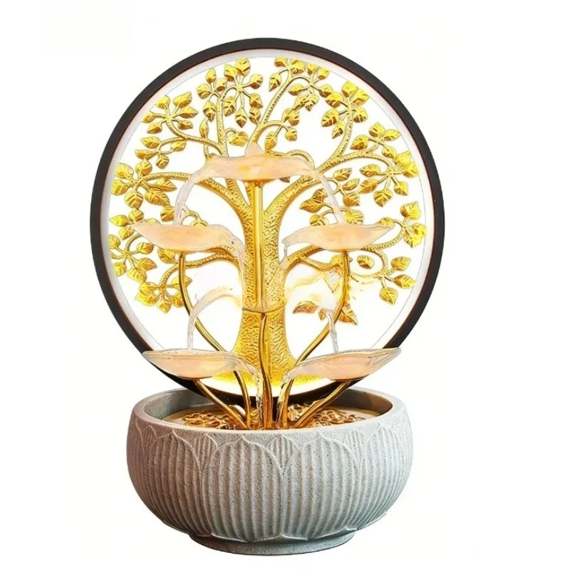 Money Tree Lucky Light Luxury Silent Water Ornament Desktop Home Office Small Fountain Feng Shui Wheel Opening Atmosphere Layout