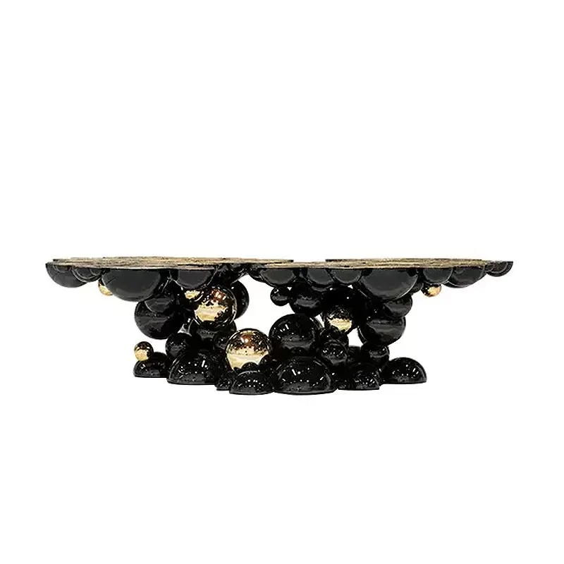 Newton Luxury Extendable Metal Coffee Table Stainless Steel with Regular Etching for Home Living Room
