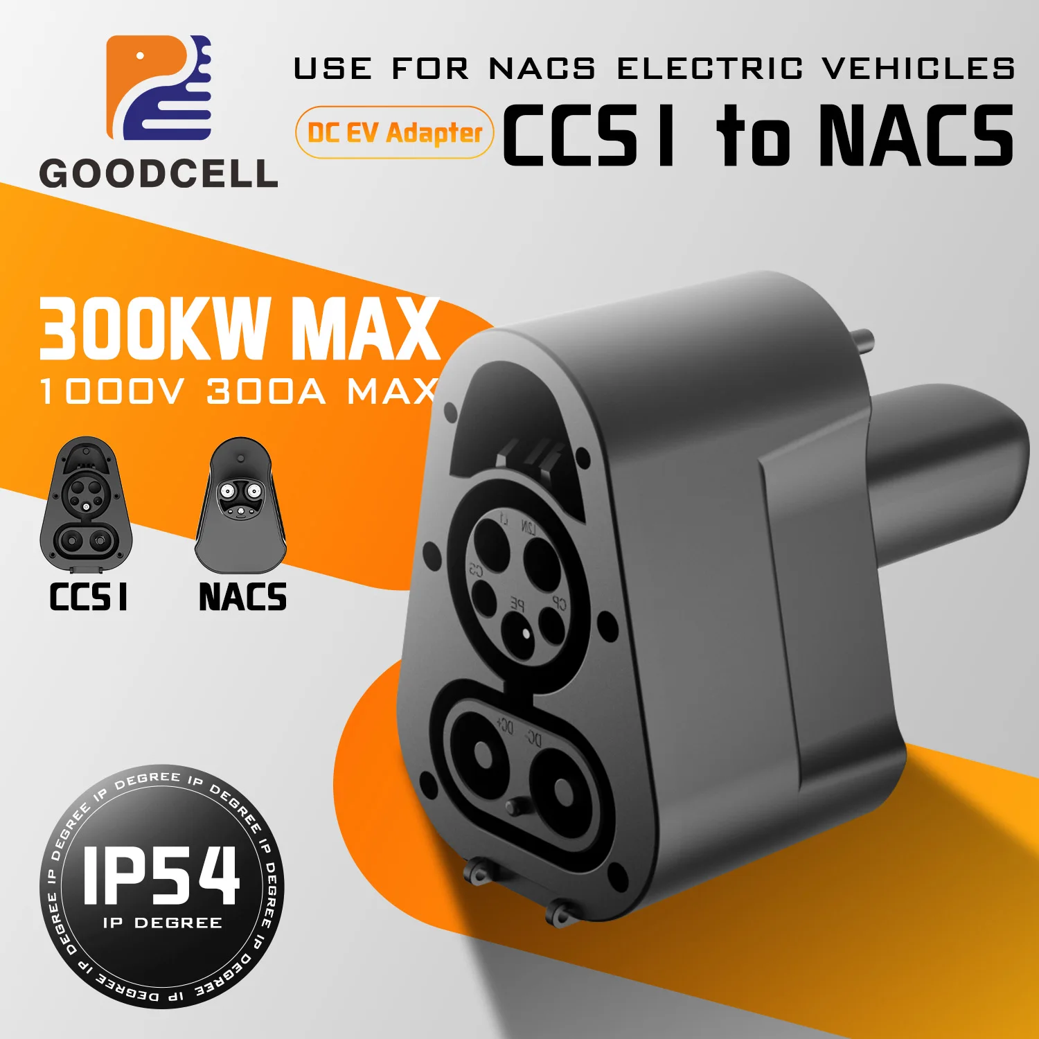 GOODCELL 300A DC 고속 충전 어댑터 CCS1 테슬라 EV 충전 커넥터 범용 전기차 충전기 어댑터