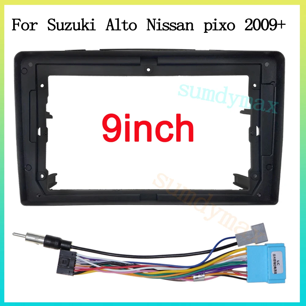 

9" 2 Din Android Car Radio Frame Kit For SUZUKI Alto Nissan Pixo 2009-2017 Auto Stereo Head Unit Dash Panel Mounting Fascia