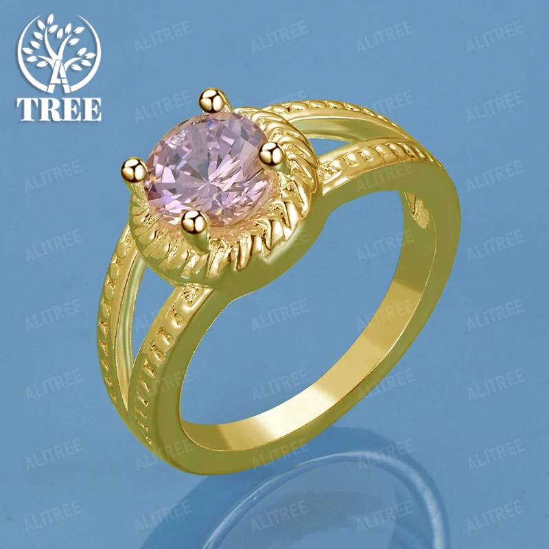 

Hot 18k Gold Ring New High Quality Round Zircon Ring For Women Party Engagement Wedding Luxury Jewelry Birthday Gift Accessories