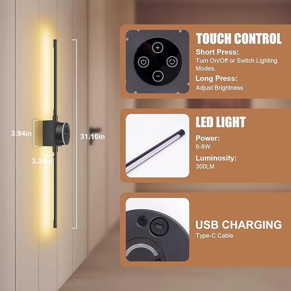Wall Sconces Rechargeable Battery Operated Wall Sconce With Unique Magnetic Function For Easily