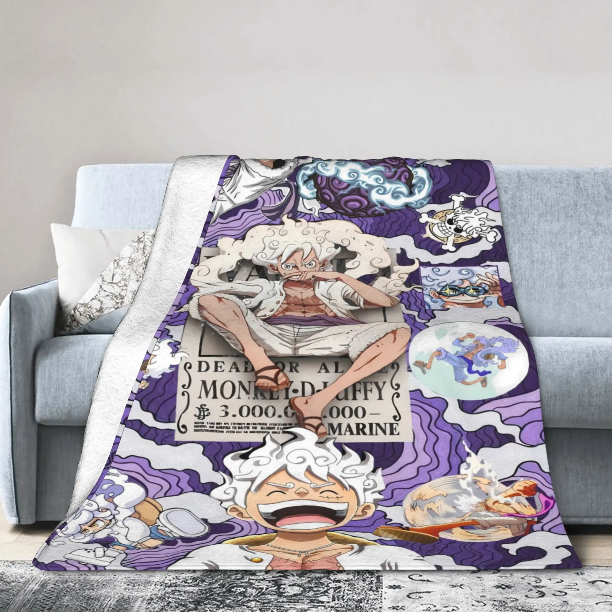 Anime one piece Luffy Gear Five Blanket Quality Super Soft  Throw Blanket Spring Child Couch Chair Sofa Bed Funny Bedspread