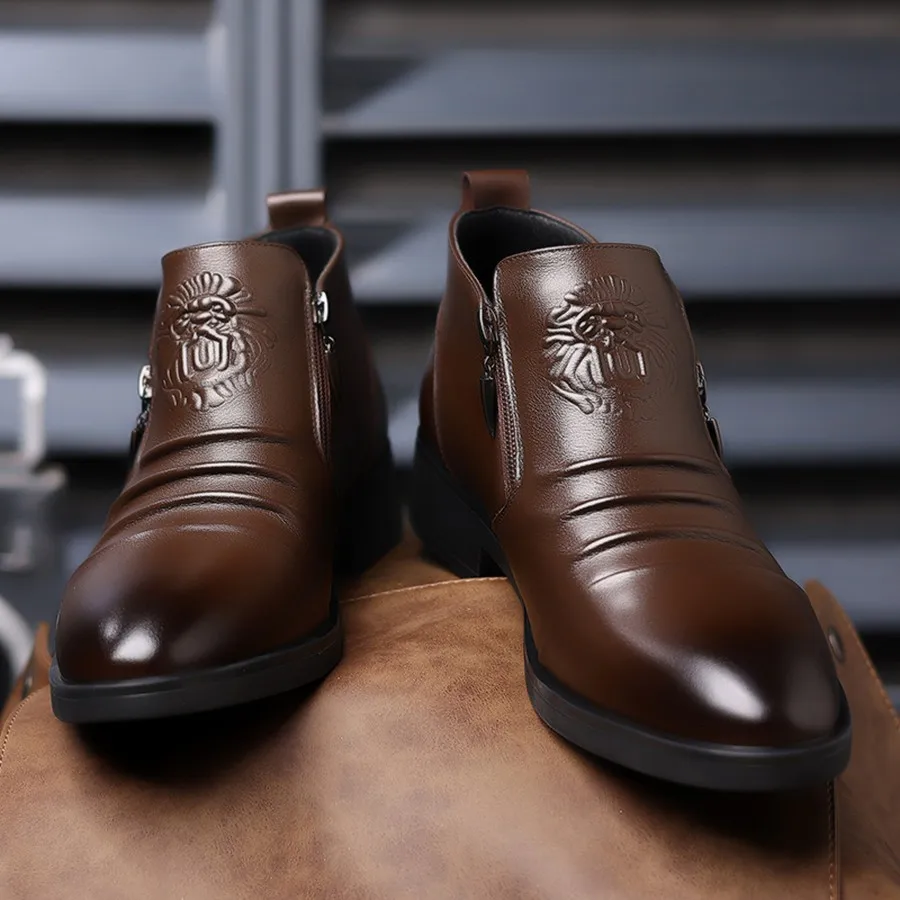Herren Chelsea Boots in Übergröße, mit seitlichem Reißverschluss, runder Zehenpartie, lässige Stiefeletten für den Alltag und Winteranlässe – Detail 6