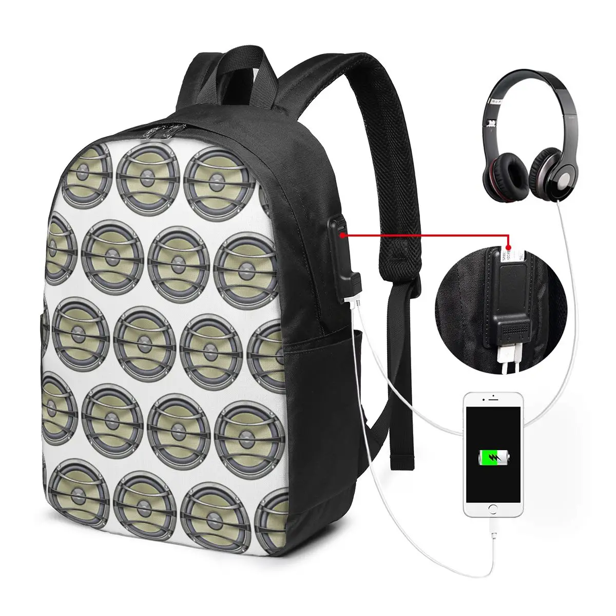 Compact Black Speaker Backpack Travel Notebook Bag Computer College Student School Bag Laptop Shoulder Bags for Men Women