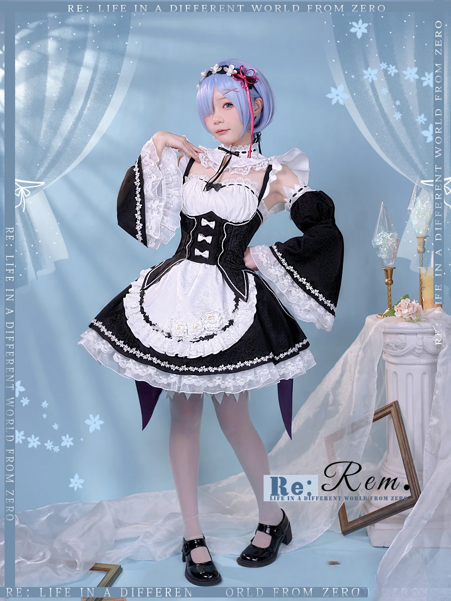 

Anime Rem Lolita Maid Cosplay Costumes Vestido Re:zero Kara Hajimeru Isekai Seikatsu Halloween Costumes for Women Lolita Dress