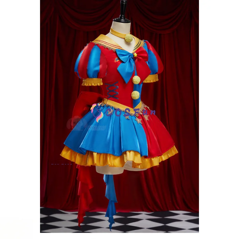 

COSFun Amazing Digital Pomni Role Play Women Girls Sexy Elegant Halloween Party Dress Suit Full Set