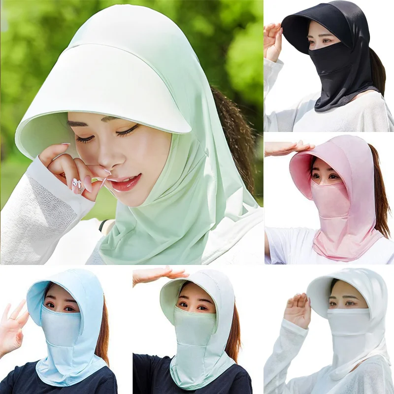 Sun Hats for Women Protective Neck Cover Hat Fashion Wide Brim Sun Protection Cap Summer Outdoor Women's Foldable Anti-UV Caps