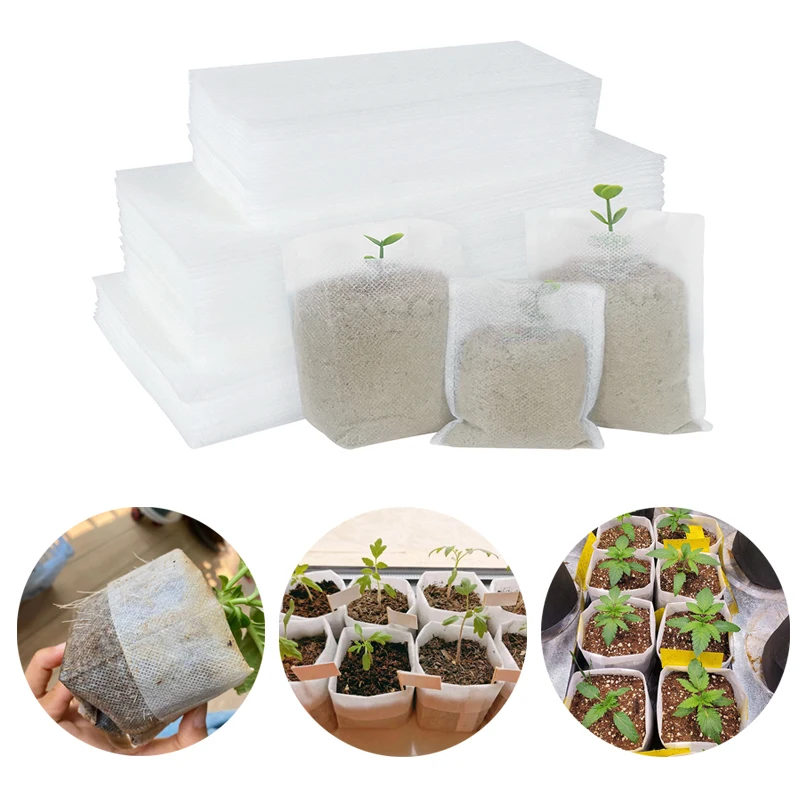 

25/50/100pcs Non-woven Fabric Seeding Bags Biodegradable Nursery Plant Grow Bags Seeds Flower Pots Gardening Accessories Tools