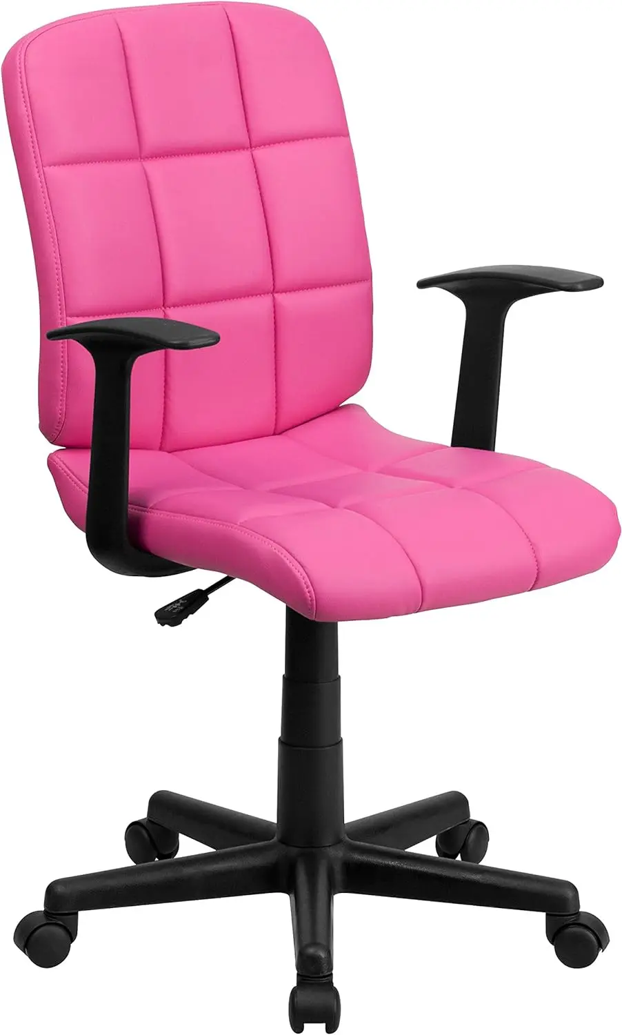 

Furniture Clayton Mid-Back Pink Quilted Vinyl Swivel Task Office Chair