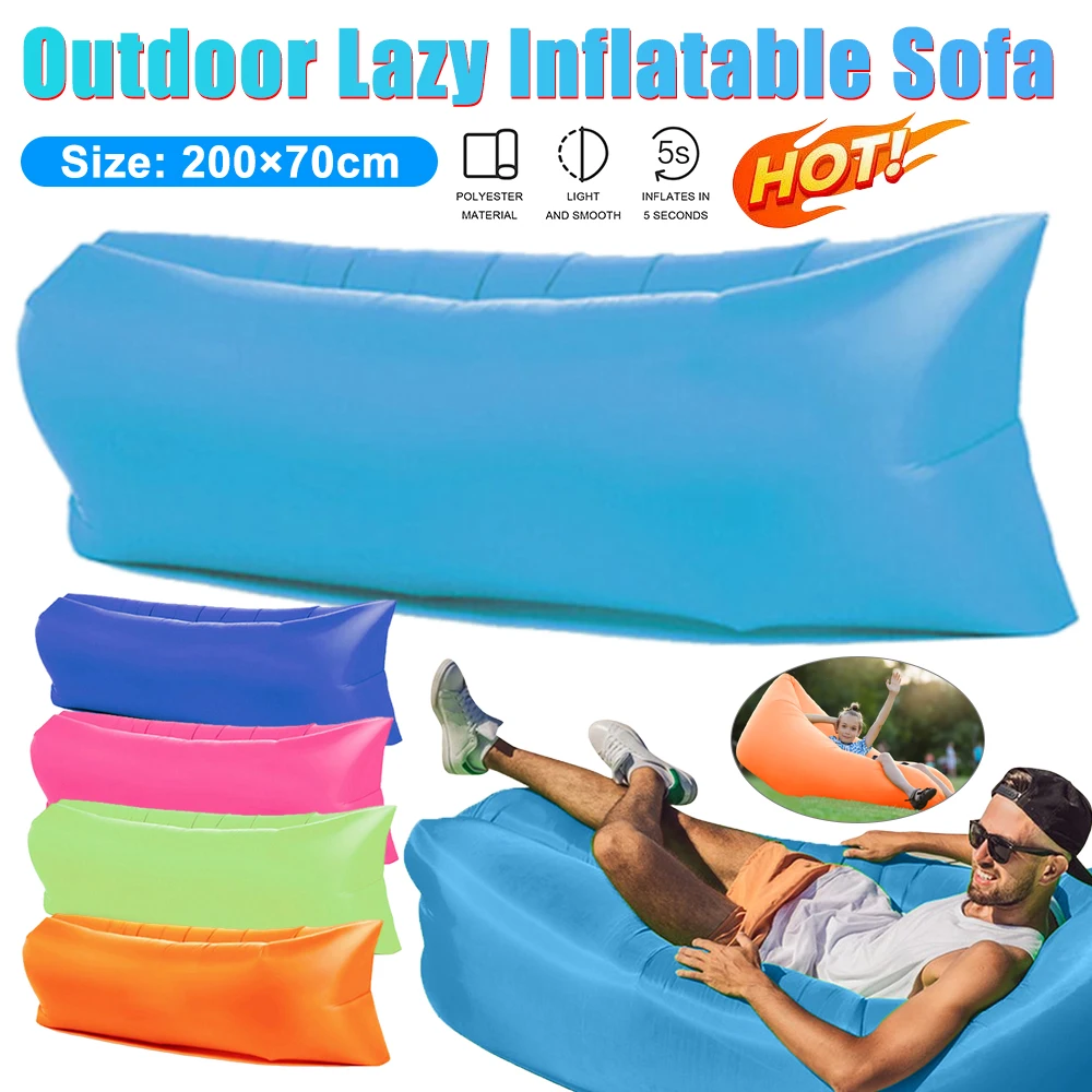 Lazy Inflatable Sofa Outdoor Air Sleeping Bag Lounger Blow Up Chair Folding Camping Inflatable Sofa Bed Chairs Adult Children