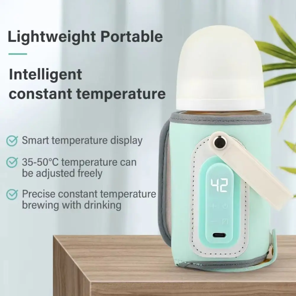 LED Display Portable Baby Bottle Warmer Temperature Adjust 24H Constant Temperature Milk Bottle Insulation Sleeve Easy To Clean