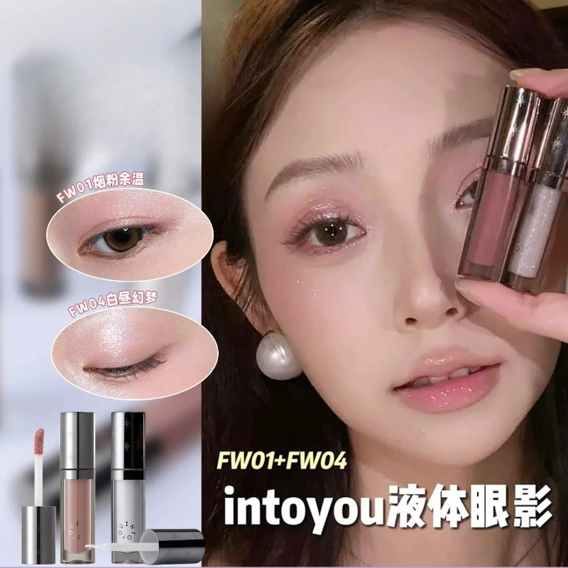 INTO YOU Liquid Eyeshadow Pearlescent Shimmer Long Lasting Monochrome Fine Sparkling Sequins Eye Shadow Highlight Quick Drying