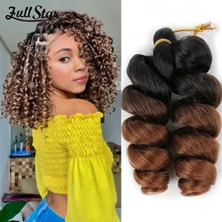 Full Star French Loose Wave Crochet Braids Black Ombre Bug Brown Color Synthetic Hair Spiral Curly for Women Child use Party