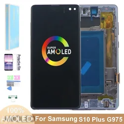 AMOLED S10+ LCD With Frame For Samsung Galaxy S10 Plus Display SM-G9750 G975F SM-G975 Display Touch Screen Digitize Assembly