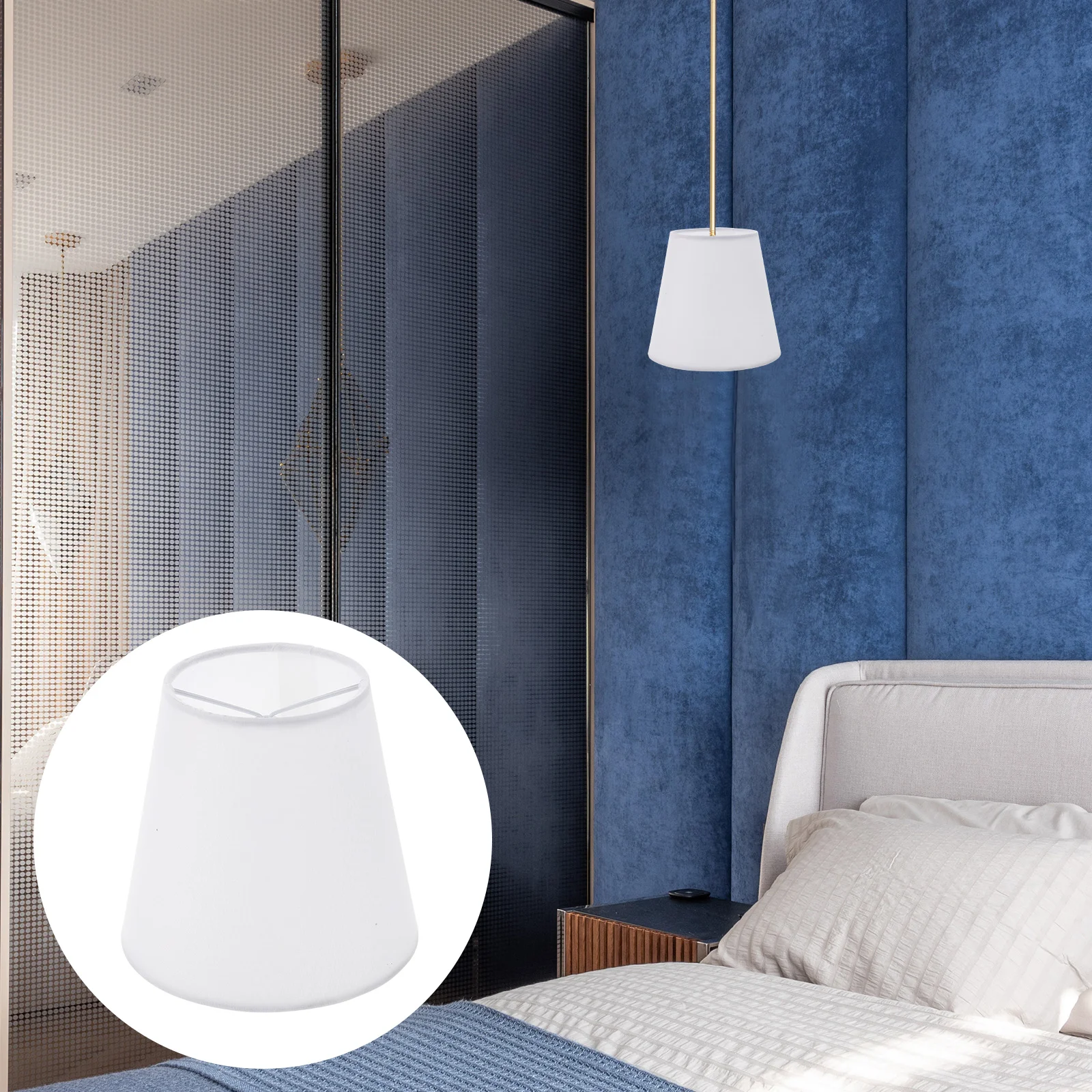 Fabric Lampshade Table Light Cover Clip Shades on Bulb Iron Small Bedside Replacement Unique