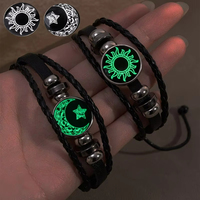 1/2Pcs Sun Moon Bracelet Luminous Adjustable Black Braided Romantic Bracelets for Friend Girlfriend Friendship Birthday Gifts