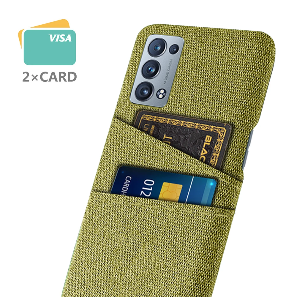 ل ممن لهم رينو 6 برو 5G CPH2249 Coque Reno6 برو Funda ل ممن لهم رينو 6 برو 5G CPH2247 حافظة مزدوجة بطاقة قماش نسيج غطاء فاخر