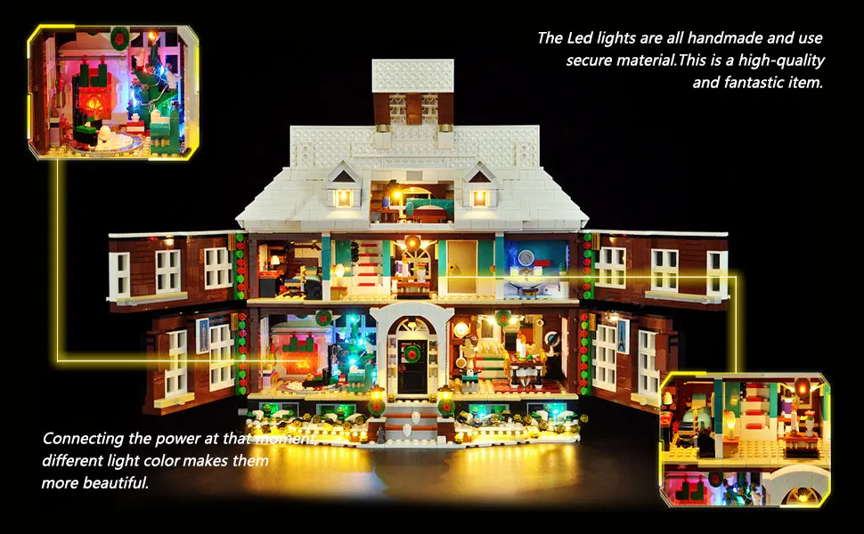 LYBMTWF LED-Beleuchtungsset, kompatibel mit Lego 21330, allein zu Hause, Hausbausteine-Modell (Modellsteine nicht im Lieferumfang enthalten). – Detail 2