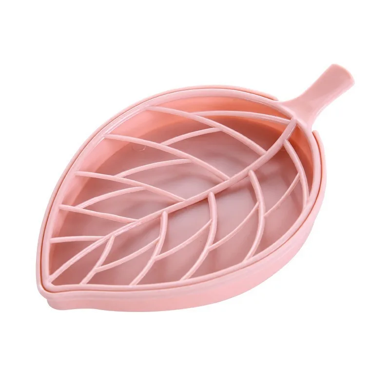 3 Colors Leaf Shape Soap Holder Non Slip Soap Box Toilet Shower Tray Draining Rack Bathroom Gadgets Soap Dish Soap Tray Holder