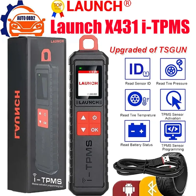 

Launch X431 i-TPMS Tire Pressure Detector Upgraded of TSGUN Binded with X-431 Scanner i-TPMS APP Supports All 315/433MHz Sensors