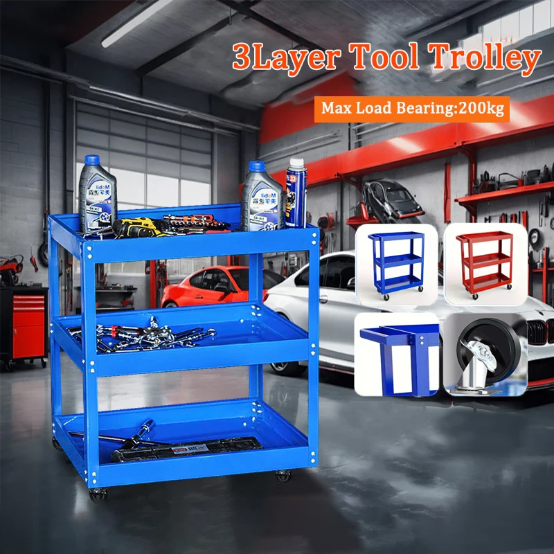 

Tool Trolley with Universal Wheels 3Layer Car Repair Trollery Corrosion-Resistant Tools Cart for Carage 트