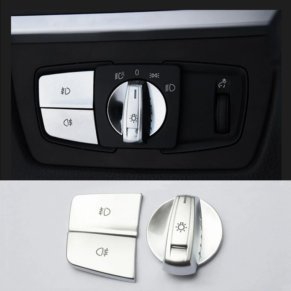 2x Car Headlight Switch Button Cover Stickers For BMW X5 X6 1 2 3 4 F15 F16 F30 F34 F15 F16 F32 F20 F21 F22 F23 F30 F31 F32 F33