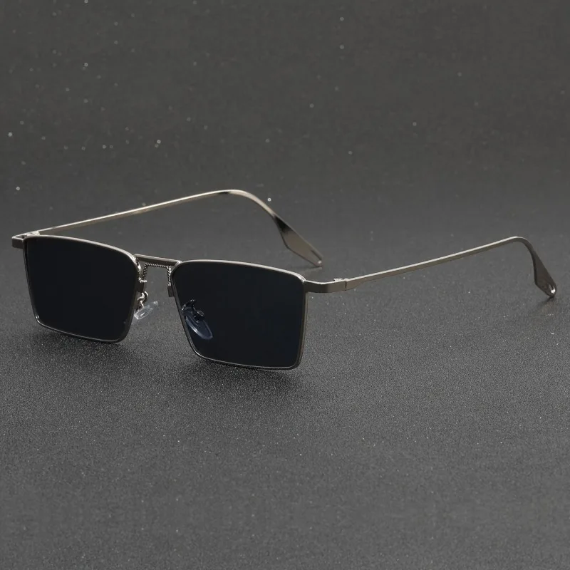 Modische Rechteckige Personalisierte Unisex-Brille aus Metall, Europäische und Amerikanische Retro-Sonnenbrille im Modestil – Detail 4