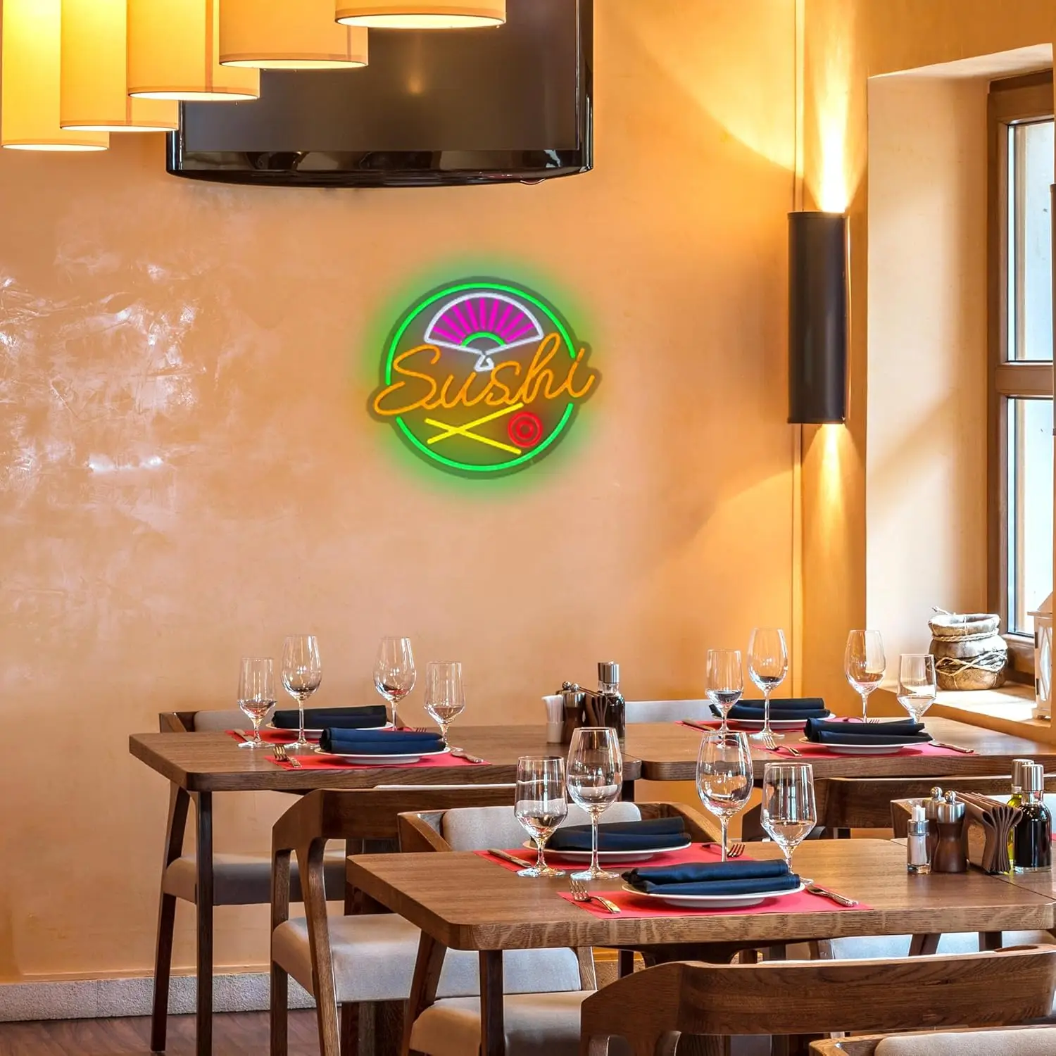 Letrero de neón de Sushi para decoración de pared, luz de neón de Sushi japonesa, luz de neón LED para restaurante japonés, hogar, Bar, cocina, cafetería, decoración