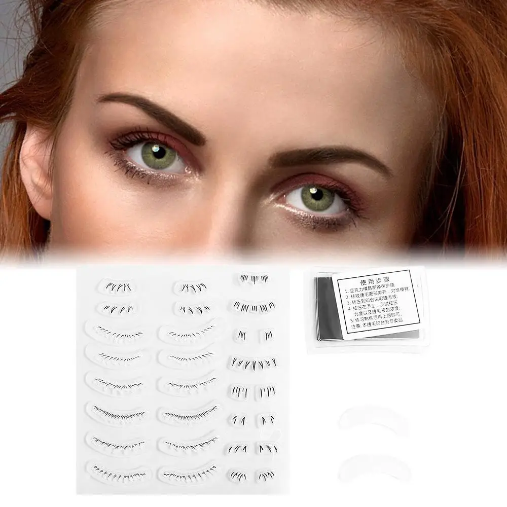 DIY Lower Lashes 16 in 1 Lower Eyelash Stamps Set Natural with Printing Mud Eyelash Template Seal Multi-Style Quick Make Up