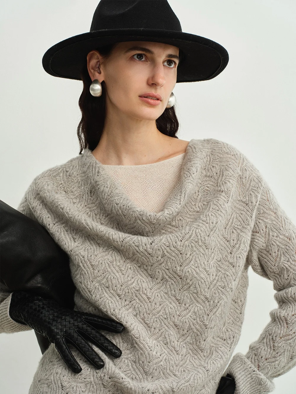 

Мягкий и уютный шерстяной свитер Mannala Lily с цветочным узором, красивая вязаная одежда Q55, свободный крой, имитация двухслойности, длинный рукав