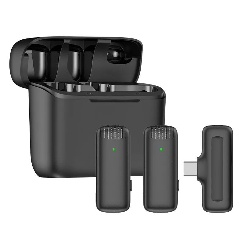

One to two mini wireless collar microphone live broadcast Android mobile phone with charging cabin J13