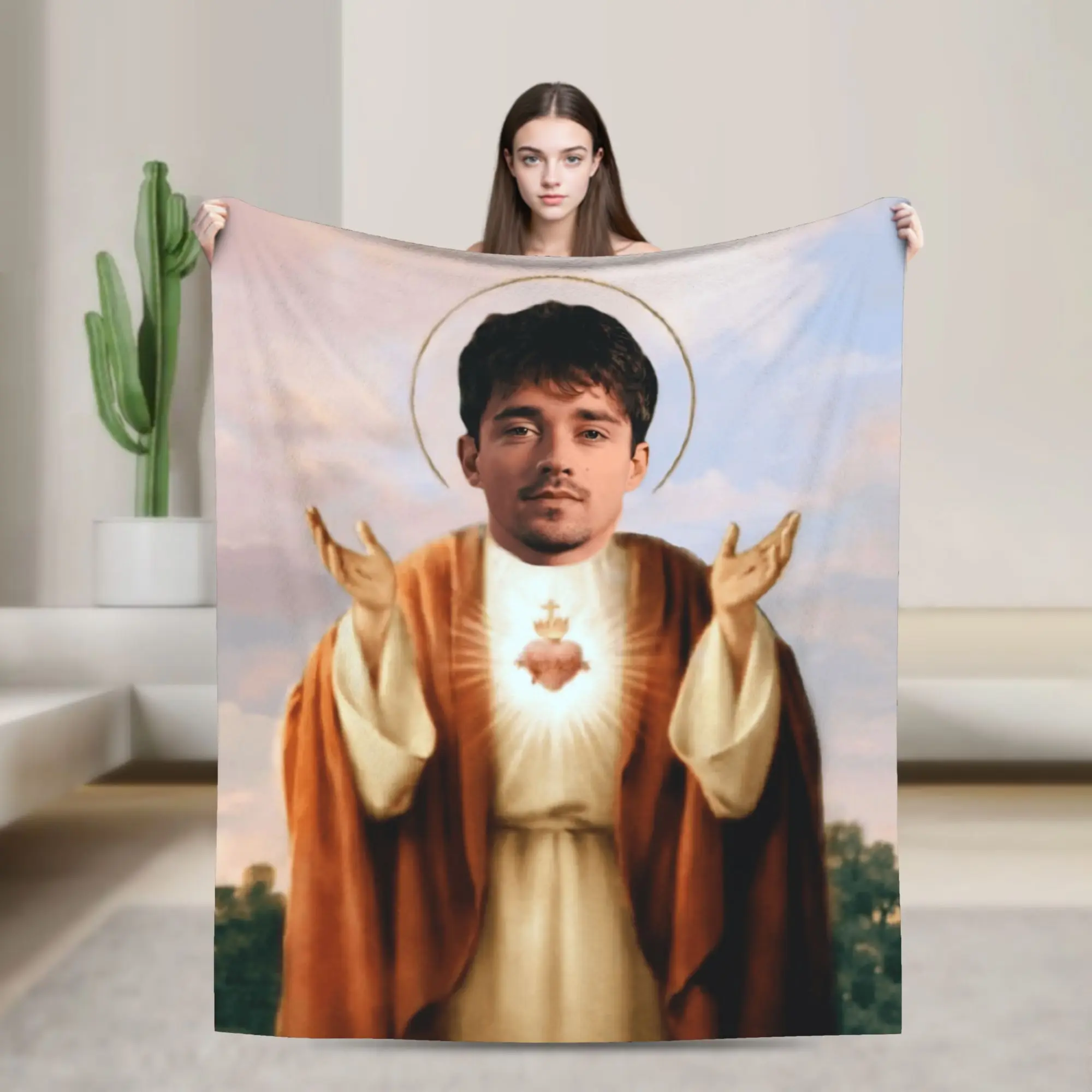 C-Charles L-Leclerc Saint Plush Blanket Kids  Flannel Throw Blanket For Couch Chair Sofa Bed Super Soft Quality Bedspread Gift