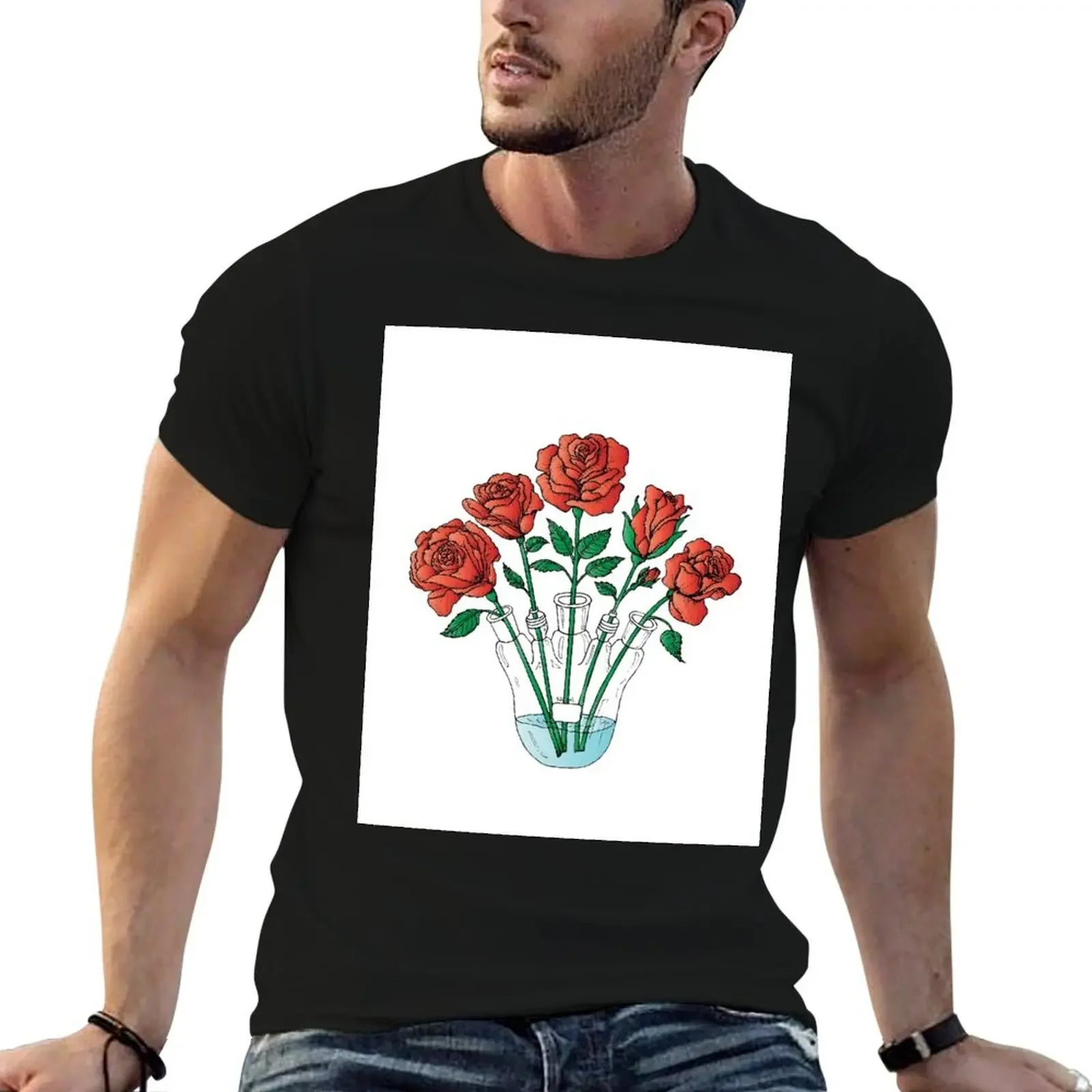 

Roses in Electrochemical Flask T-Shirt oversize t-shirts man heavyweights men clothing