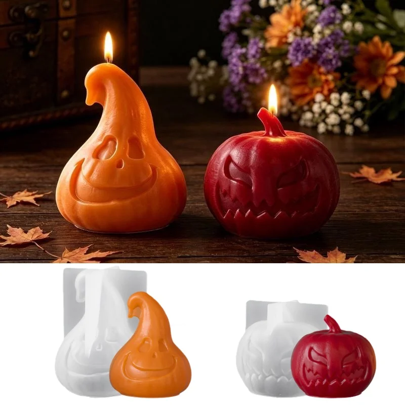 Halloween Pumpkin Silicone Mold DIY Aromatherapy Candles Plaster Ornaments Epoxy Resin Molds Festive Handmade Crafts Casting