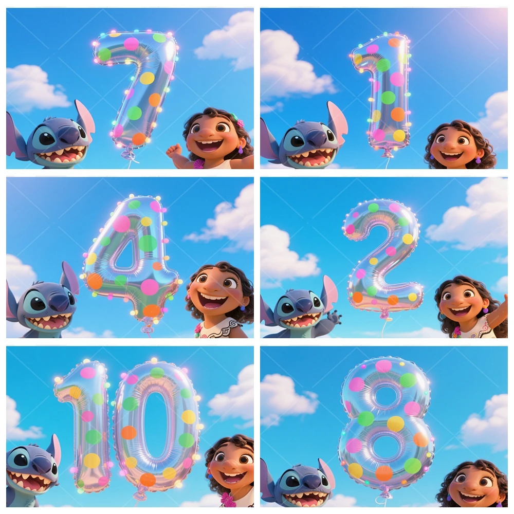 

Disney Lilo Stitch Theme Children's 1-10 Birtyhday Party Custom Background Party Supplies Photography Props Decoration Backdrop