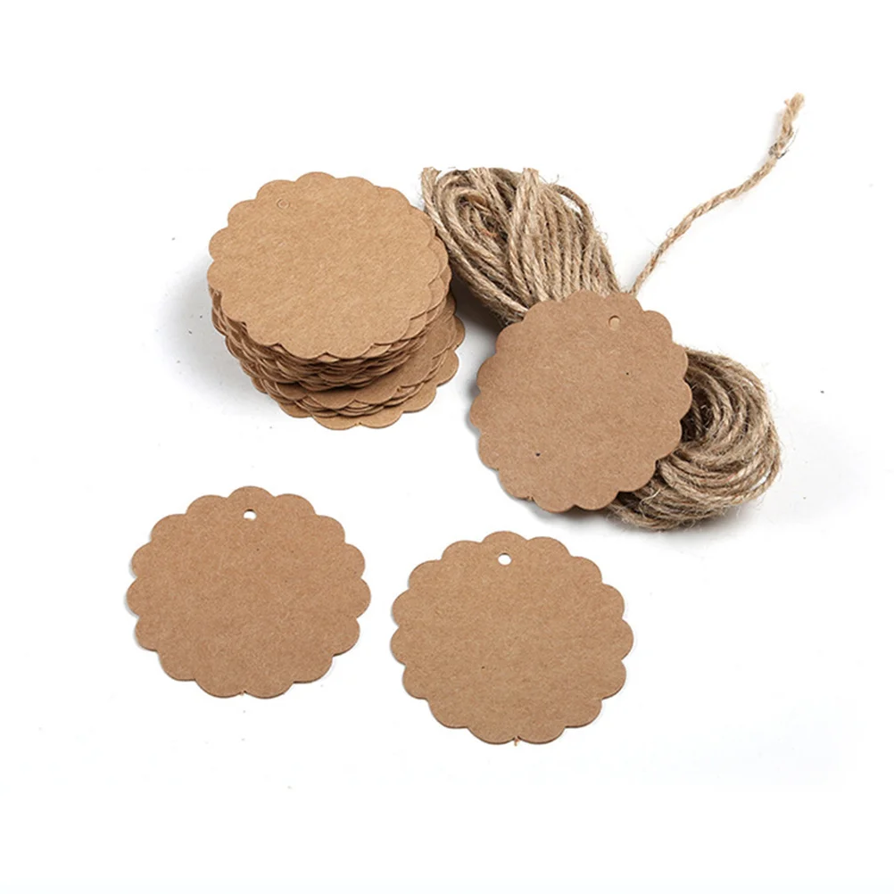 

500Pcs Round Kraft Paper Tags Blank DIY Gift Tags Pre-Punched Hole for Scrapbooking Party Classroom Hanging Decorations