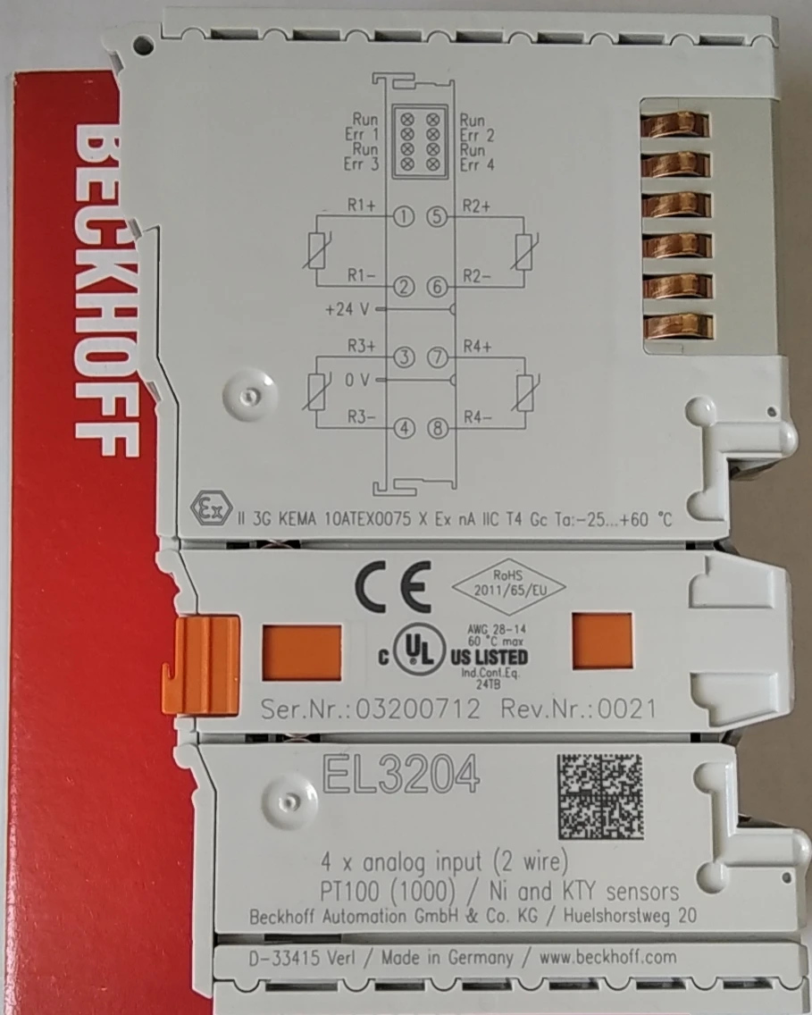 New Original sensor input terminal PT 100 (RTD) module EL3204