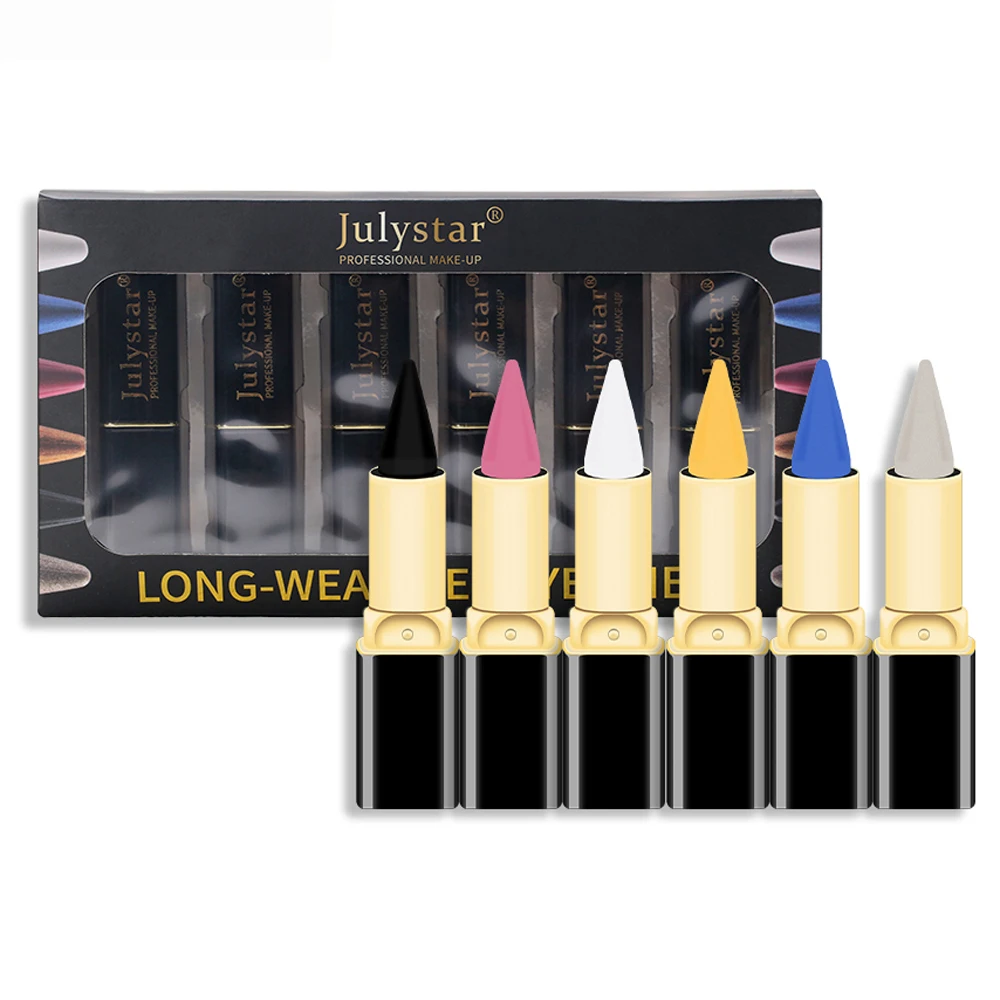 

Waterproof Eyeliner Cream Pen 6Pcs/Set Matte Quick-Drying Smoky Eye Liner Stick Colorful Eyeliner Pencil Makeup Cosmetics Kit