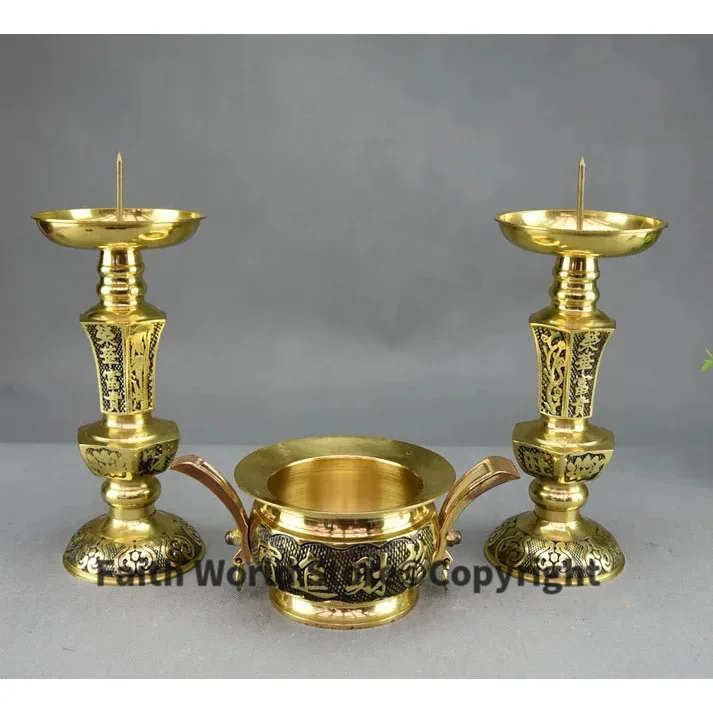 Large # HOME Lobby Company Shop temple worship pray GOOD LUCK Money Drawing sacrifice Opening Ceremony brass candlestick Censer