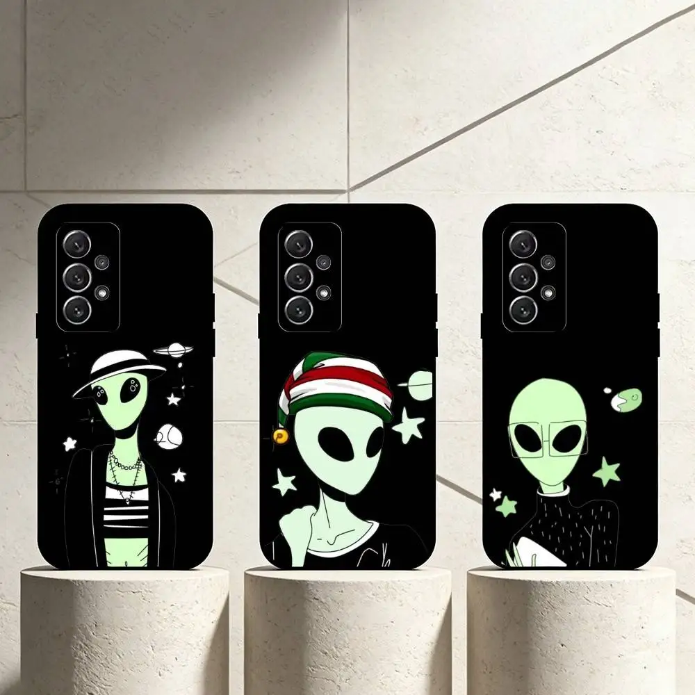 

G-Green alien phone Case For Samsung S25,24,21,22,23,30,Ultra,20,Plus,Fe,Lite,Note Soft Black Cover